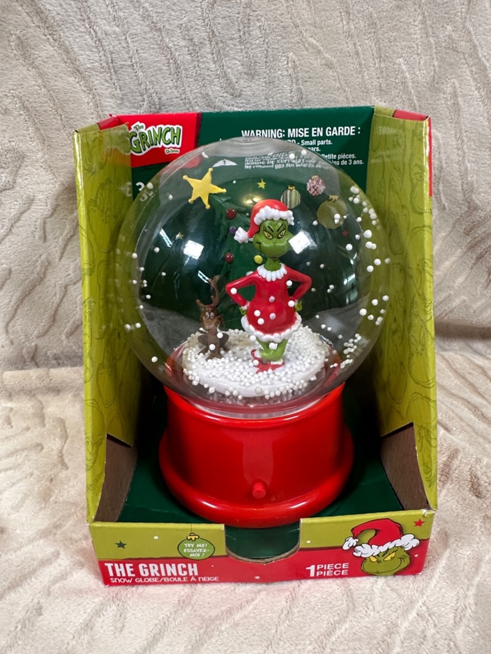 New! Gemmy The Grinch Red & Green Snow Globe Figurine